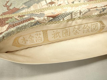 平和屋本店▼六通柄袋帯　唐織　祇園祭図　本金箔　正絹　逸品　DABJ7484fe