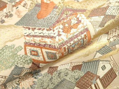 平和屋本店▼六通柄袋帯　唐織　祇園祭図　本金箔　正絹　逸品　DABJ7484fe