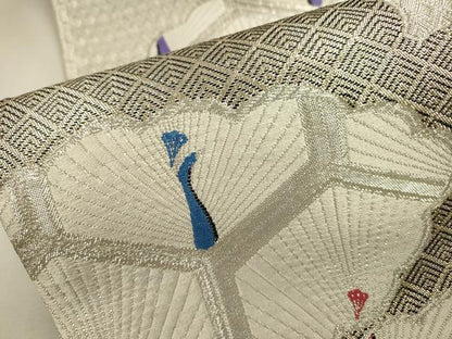 平和屋本店▼西陣　六通柄袋帯　唐織　亀甲孔雀文　九百錦　本金箔　正絹　逸品　DABJ7485fe