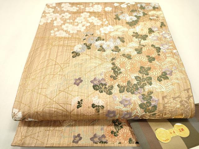 平和屋本店▼西陣　三上織物謹製　両面　六通柄袋帯　唐織　秀宝絵巻　本金箔　証紙付き　正絹　逸品　DABJ7487fe