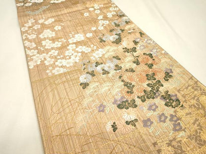 平和屋本店▼西陣　三上織物謹製　両面　六通柄袋帯　唐織　秀宝絵巻　本金箔　証紙付き　正絹　逸品　DABJ7487fe
