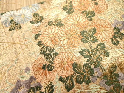 平和屋本店▼西陣　三上織物謹製　両面　六通柄袋帯　唐織　秀宝絵巻　本金箔　証紙付き　正絹　逸品　DABJ7487fe
