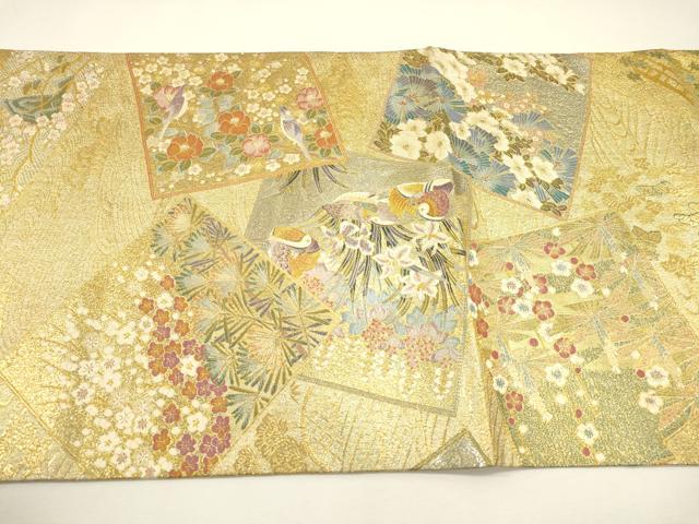 平和屋本店▼極上　西陣あさぎ　丸帯　加賀名品百撰　一千八百口織　プラチナ本金箔　正絹　逸品　DABJ7489fe
