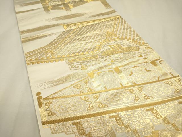 平和屋本店▼六通柄　本袋帯　風景文　純金箔24K　正絹　逸品　DABJ7491fe