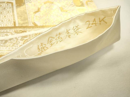平和屋本店▼六通柄　本袋帯　風景文　純金箔24K　正絹　逸品　DABJ7491fe
