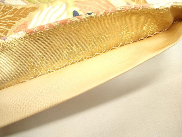 平和屋本店▼六通柄袋帯　唐織　能衣大宝　純金箔　正絹　逸品　未使用　DABJ7498fe