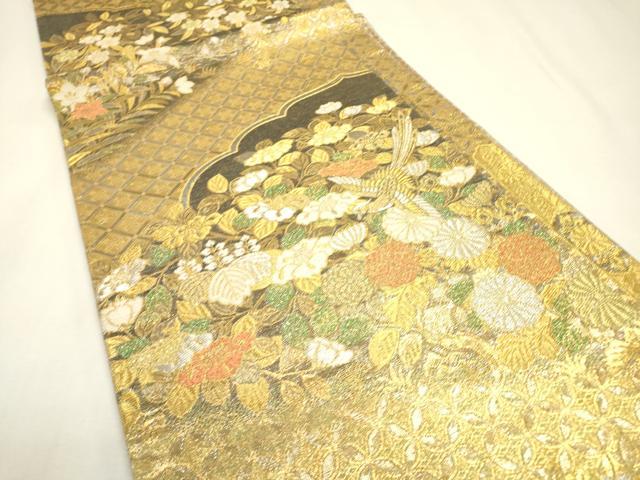 平和屋本店▼両面　六通柄袋帯　鳳凰桐花文　本金箔　正絹　逸品　DABJ7500fe