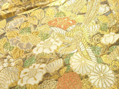 平和屋本店▼両面　六通柄袋帯　鳳凰桐花文　本金箔　正絹　逸品　DABJ7500fe