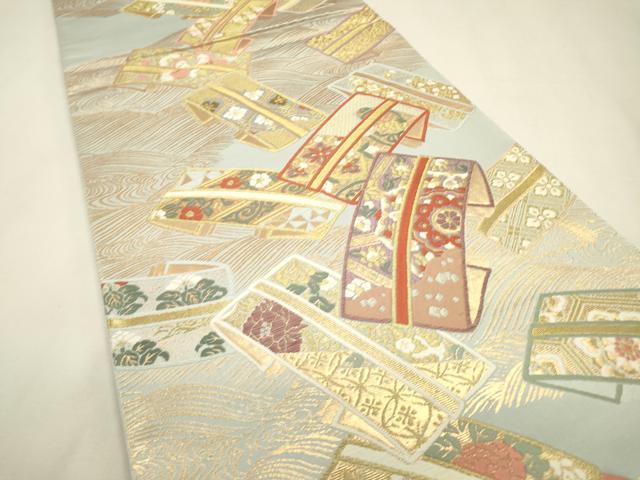 平和屋本店▼六通柄袋帯　唐織　熨斗百撰文　本金箔　正絹　逸品　DABJ7504fe