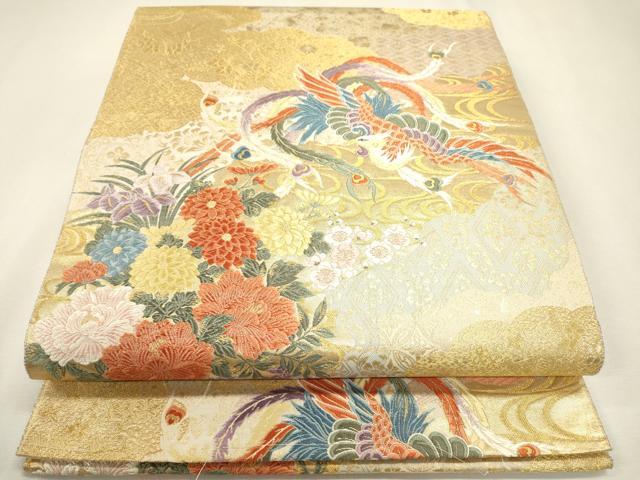 平和屋本店▼六通柄袋帯　唐織　鳳凰飾花文　本金箔　正絹　逸品　DABJ7506fe