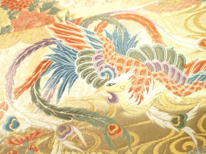 平和屋本店▼六通柄袋帯　唐織　鳳凰飾花文　本金箔　正絹　逸品　DABJ7506fe