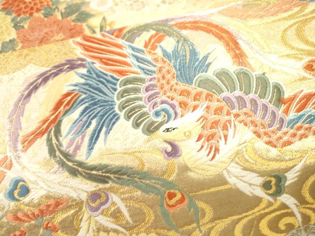 平和屋本店▼六通柄袋帯　唐織　鳳凰飾花文　本金箔　正絹　逸品　DABJ7506fe