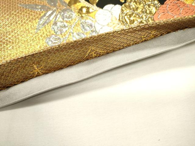 平和屋本店▼六通柄袋帯　唐織　舞蝶花丸文　本金箔　正絹　逸品　DABJ7507fe