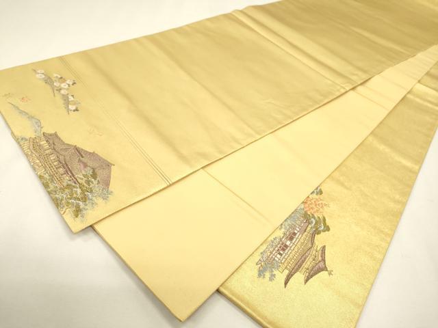 平和屋本店●太鼓柄袋帯　京百景絵図　金泥箔　本金箔　正絹　逸品　DABJ7510fe