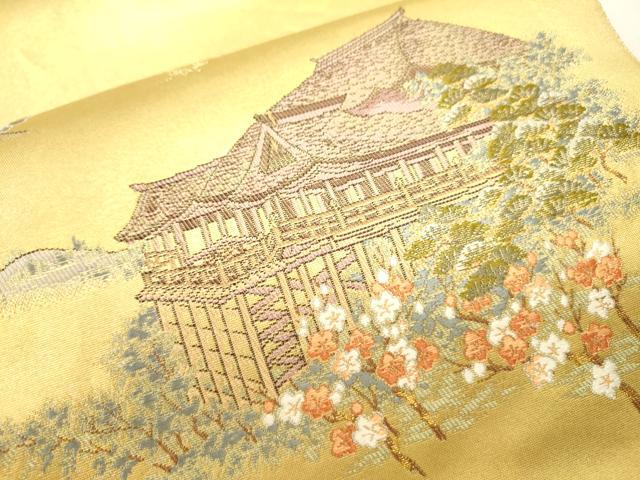 平和屋本店●太鼓柄袋帯　京百景絵図　金泥箔　本金箔　正絹　逸品　DABJ7510fe