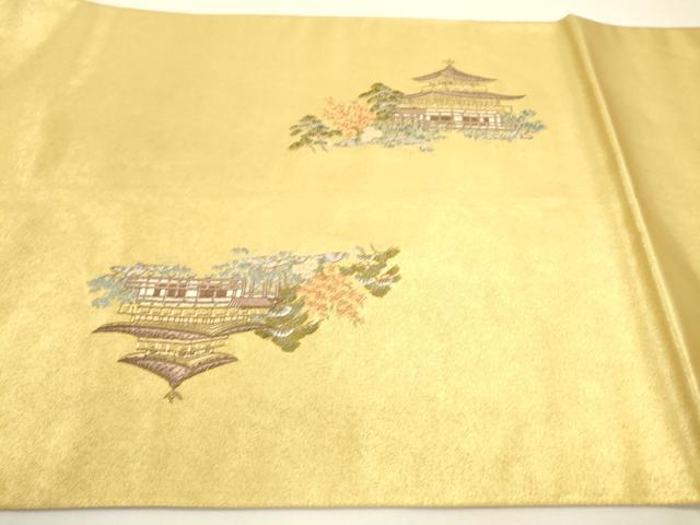 平和屋本店●太鼓柄袋帯　京百景絵図　金泥箔　本金箔　正絹　逸品　DABJ7510fe