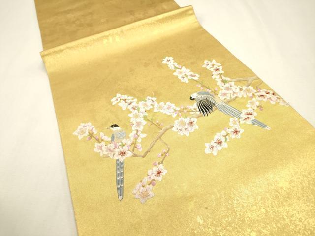 平和屋本店●西陣　長嶋成織物　ながしま帯　太鼓柄袋帯　桃花　瀞金錦　本金箔　正絹　逸品　DABJ7511fe