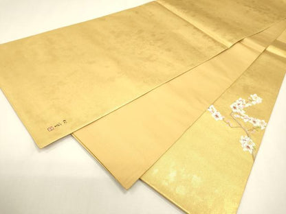 平和屋本店●西陣　長嶋成織物　ながしま帯　太鼓柄袋帯　桃花　瀞金錦　本金箔　正絹　逸品　DABJ7511fe