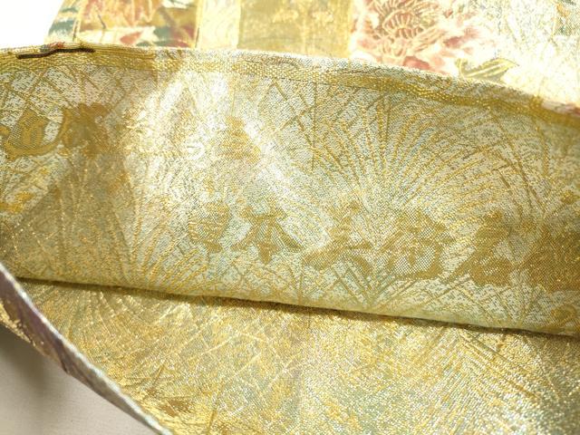 平和屋本店▼極上　両面　全通全景柄袋帯　近代花鳥画　日本美術名鑑　24金プラチナ　正絹　逸品　DABJ7512fe