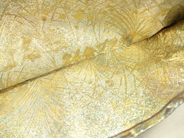 平和屋本店▼極上　両面　全通全景柄袋帯　近代花鳥画　日本美術名鑑　24金プラチナ　正絹　逸品　DABJ7512fe