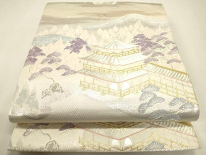 平和屋本店▼六通柄袋帯　金閣寺　本金二重箔　正絹　逸品　DABJ7516fe