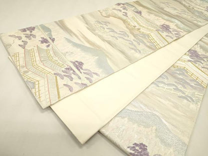 平和屋本店▼六通柄袋帯　金閣寺　本金二重箔　正絹　逸品　DABJ7516fe