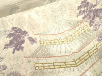 平和屋本店▼六通柄袋帯　金閣寺　本金二重箔　正絹　逸品　DABJ7516fe