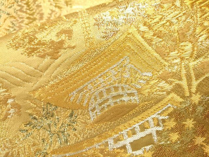 平和屋本店▼六通柄袋帯　洛中洛外　高雄　本金箔　正絹　逸品　DABJ7518fe