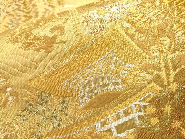 平和屋本店▼六通柄袋帯　洛中洛外　高雄　本金箔　正絹　逸品　DABJ7518fe