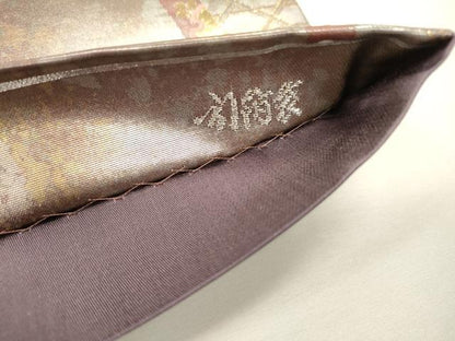 平和屋本店▼六通柄袋帯　唐織　熨斗花文　本金鏤箔　引箔　正絹　逸品　DABJ7520fe