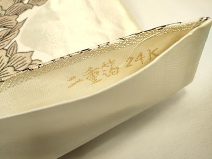 平和屋本店▼六通柄袋帯　唐織　正倉院更紗花唐草文　二重箔24K　正絹　逸品　DABJ7521fe