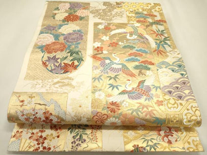 平和屋本店▼六通柄袋帯　能衣慶長の調　本金箔　三越扱い　正絹　逸品　DABJ7522fe