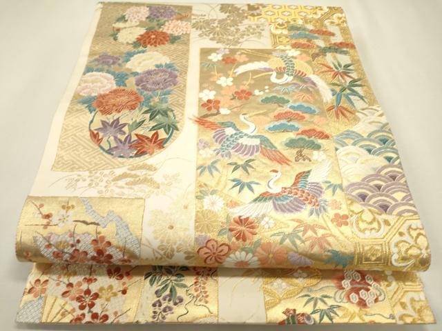 平和屋本店▼六通柄袋帯　能衣慶長の調　本金箔　三越扱い　正絹　逸品　DABJ7522fe