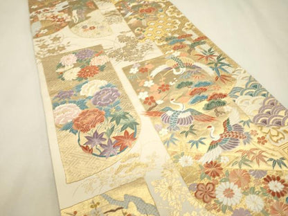 平和屋本店▼六通柄袋帯　能衣慶長の調　本金箔　三越扱い　正絹　逸品　DABJ7522fe