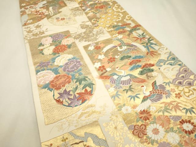 平和屋本店▼六通柄袋帯　能衣慶長の調　本金箔　三越扱い　正絹　逸品　DABJ7522fe