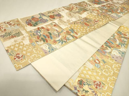 平和屋本店▼六通柄袋帯　能衣慶長の調　本金箔　三越扱い　正絹　逸品　DABJ7522fe