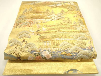 平和屋本店●西陣　長嶋成織物　ながしま帯　六通柄袋帯　足利の華　瀞金錦　本金箔　証紙・証明書・共箱付き　正絹　逸品　DABJ7524fe