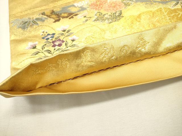 平和屋本店●西陣　長嶋成織物　ながしま帯　六通柄袋帯　足利の華　瀞金錦　本金箔　証紙・証明書・共箱付き　正絹　逸品　DABJ7524fe