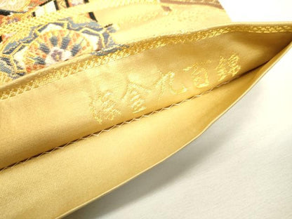 平和屋着物▼六通柄袋帯　御殿御所車　漆金九百錦　正絹　逸品　DABJ7533fe