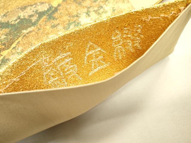 平和屋着物▼六通柄袋帯　銀金松　正絹　逸品　DABJ7536fe