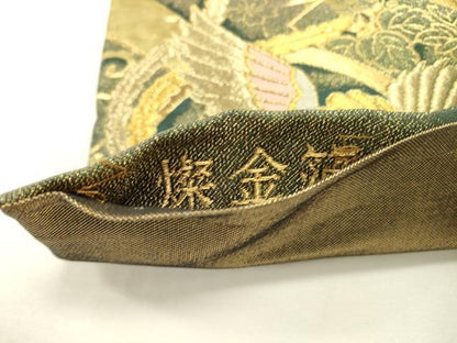 平和屋着物▼六通柄袋帯　聚楽鳳凰文　燦金箔　正絹　逸品　DABJ7539fe