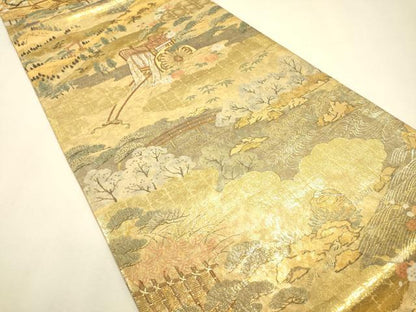 平和屋本店▼全通全景柄袋帯　洛中洛外図大観　本金箔　正絹　逸品　DABJ7544fe