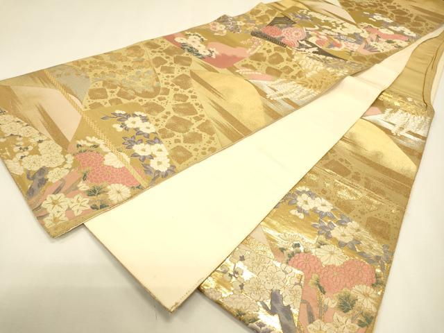 平和屋本店▼六通柄袋帯　九百錦　桃山　色紙に地山　24金箔　正絹　逸品　DABJ7546fe