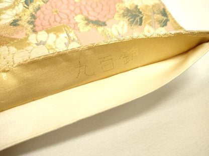 平和屋本店▼六通柄袋帯　九百錦　桃山　色紙に地山　24金箔　正絹　逸品　DABJ7546fe