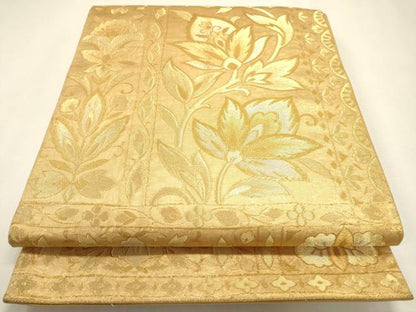 平和屋本店▼六通柄袋帯　こうけつ織　更紗花唐草文　本金箔　正絹　逸品　DABJ7552fe