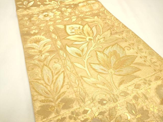 平和屋本店▼六通柄袋帯　こうけつ織　更紗花唐草文　本金箔　正絹　逸品　DABJ7552fe