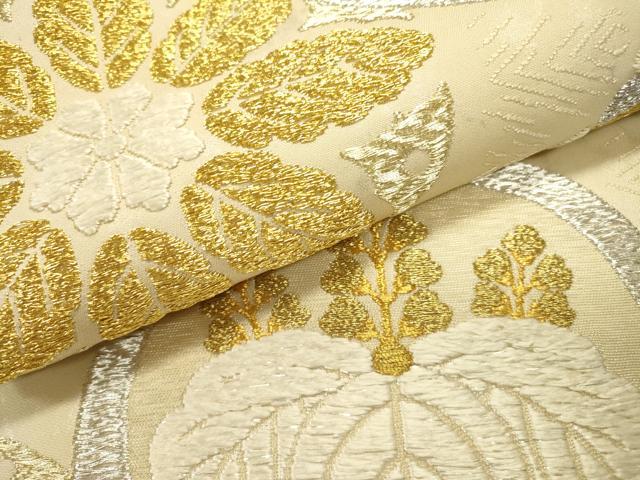 平和屋本店▼六通柄袋帯　絹浮織　花鳥丸文　本金糸　正絹　逸品　DABJ7557fe
