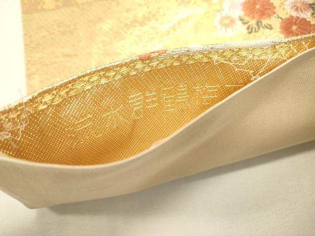 平和屋本店▼六通柄袋帯　唐織　流水群鶴梅文　本金二重箔　正絹　逸品　DABJ7558fe