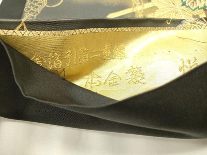 平和屋本店▼六通柄袋帯　葡萄蔦の葉文　悦琳　本金襲　本金箔引箔二重織　正絹　逸品　DABJ7560fe