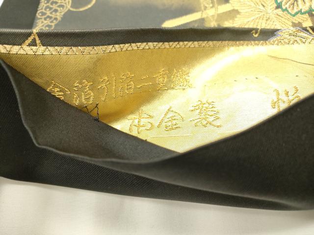 平和屋本店▼六通柄袋帯　葡萄蔦の葉文　悦琳　本金襲　本金箔引箔二重織　正絹　逸品　DABJ7560fe